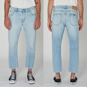 Rolla's Relaxo Chop Mens Jeans Size 34 Blue Original Bleach Denim Cut Off Casual